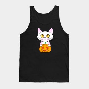 Halloween cute cat pumpkin Tank Top